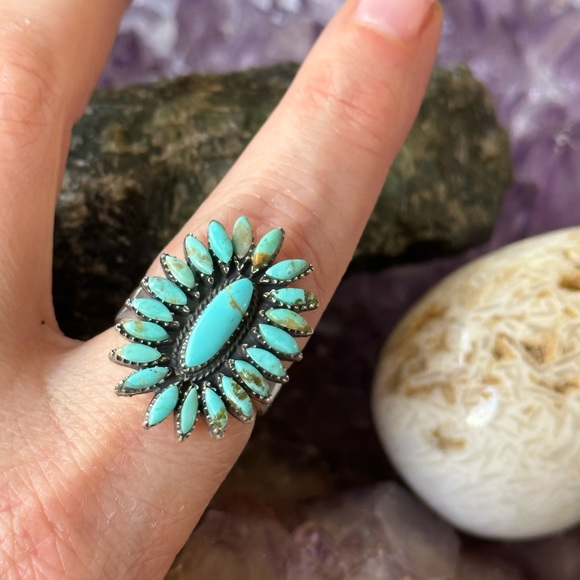 Jewelry - Sold 🩵 Petit point turquoise sterling silver adjustable ring